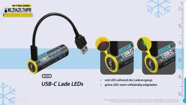 NITECORE - LI-ION AKKU TYP 21700 - 4200MAH LTHPR - LOW TEMPERATURE - USB LADBAR